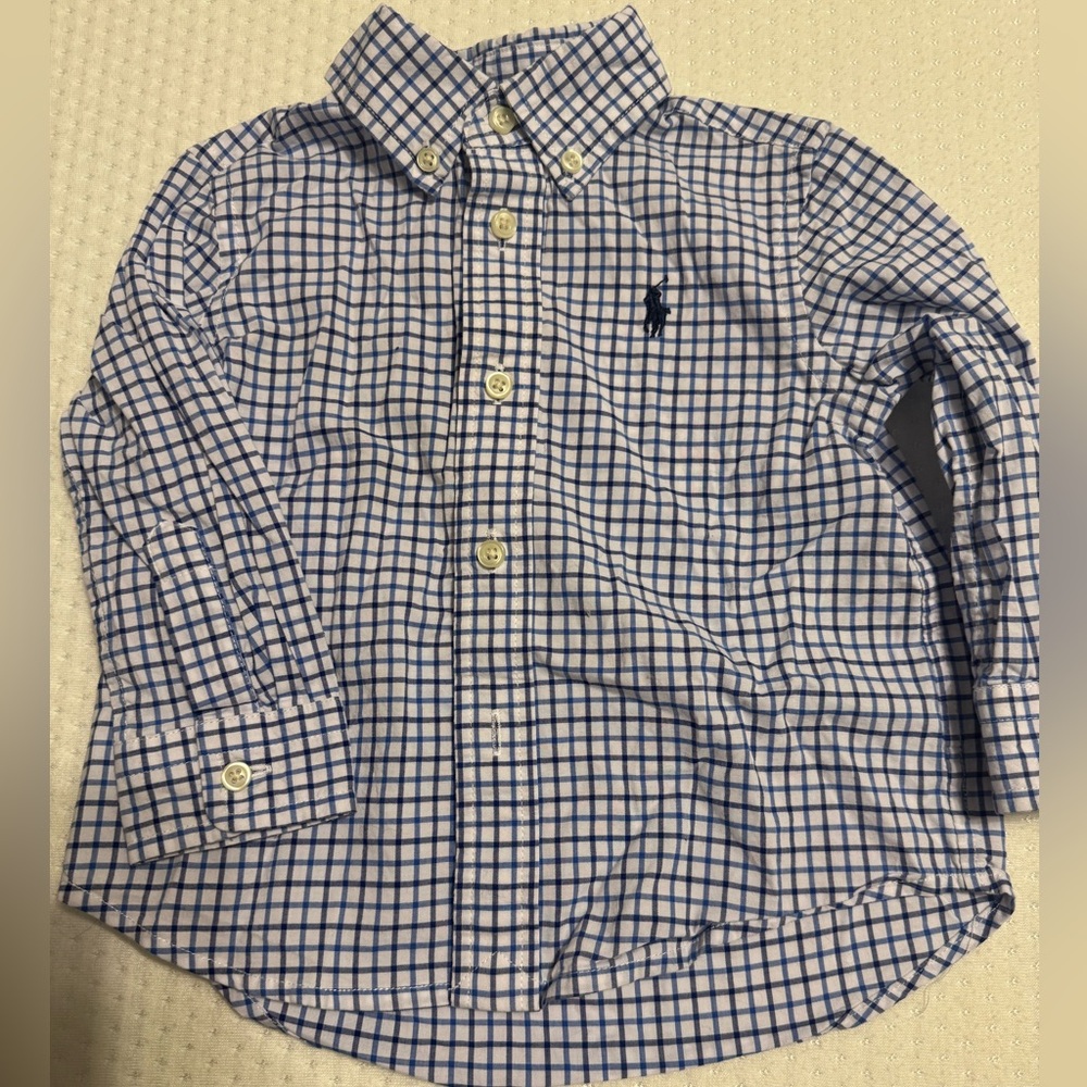 Polo by Ralph Lauren Blue and White Button Down Shirt size 12 months